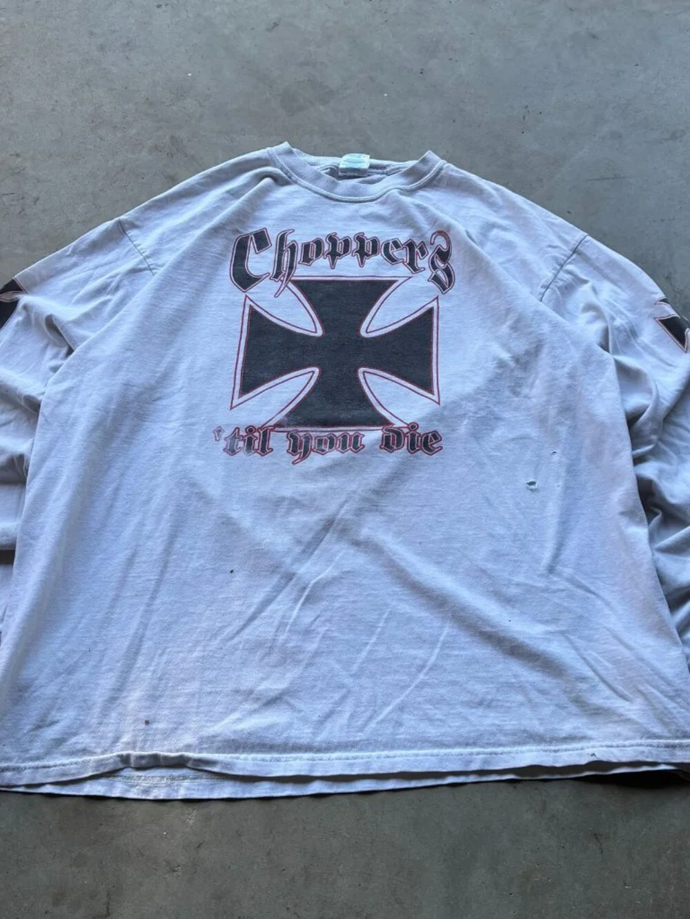 Y2K Choppers Til You Die J&P Cycles Iron Cross Flame Long Sleeve Tee XL WCC